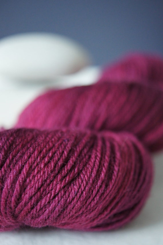 SW Australian Merino Yarn. DK . Hand Dyed  . 243 yards . 100 g . Color "Velvet" . Dark Wine Red