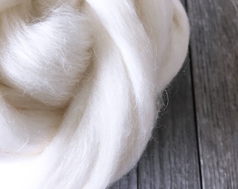Baby Alpaca Top . large quantity . Natural White . Ecru . Undyed . Spinning Dyeing Supply . 1 lb