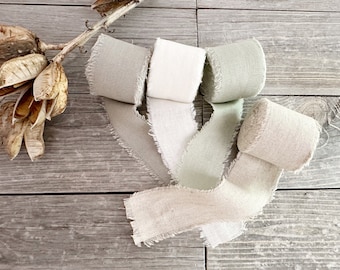 Raw Edge Linen Cotton Ribbon , Sold by the roll or the yard