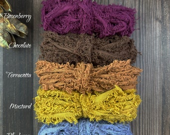 Frizzy cotton ribbon yarn . Weaving  Supplies . Multiple Colors