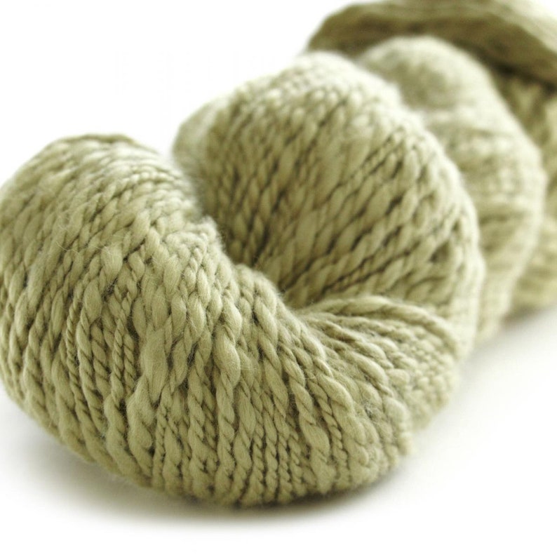 Galler Yarns Inca Cotton in a variety of colors . Galler Inca Eco . 100% Organic Peruvian Cotton . Worsted . 140 yards . 100 g Sage