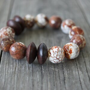 Brown Faceted Fire Agate Bracelet . Natural Stone Bracelet . Crackled Agate image 6