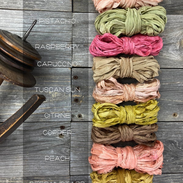 Sari Silk Ribbon , Chiffon Silk Ribbon . Recycled Sari/ Chiffon Silk Ribbon . Soft Ribbon . Weaving  Supplies . Multiple Colors