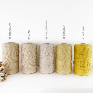 Premium Cotton string. 3.3 yds . Super Soft 4mm Cotton string . Weaving Supplies . Multiple Colors image 7