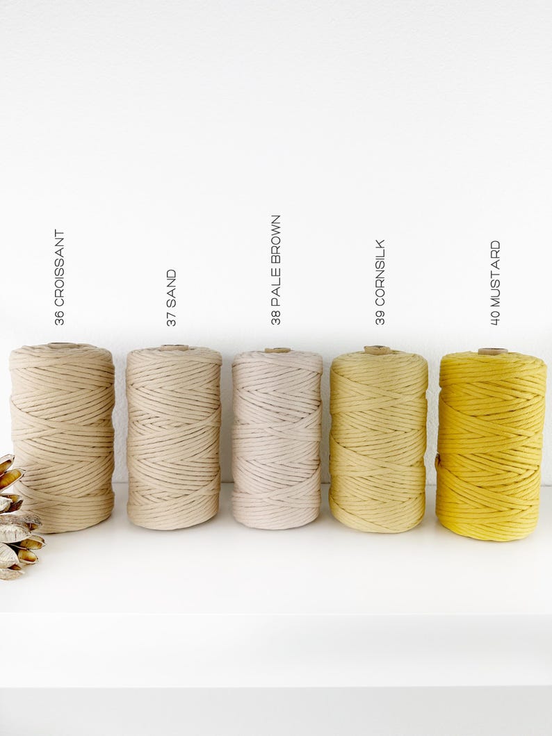 Premium Cotton string. 3.3 yds . Super Soft 4mm Cotton string . Weaving Supplies . Multiple Colors image 7