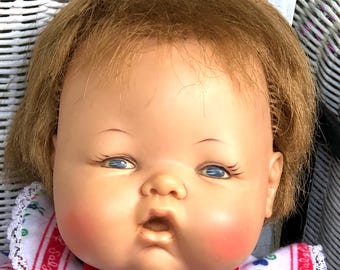 Vintage 1960"s Ideal Thumbelina Doll Wooden Knob 18"