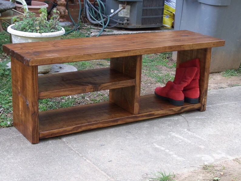 46 Inch Boot Cubby Rustic Bench Shoe Bench Entryway Hallway Etsy