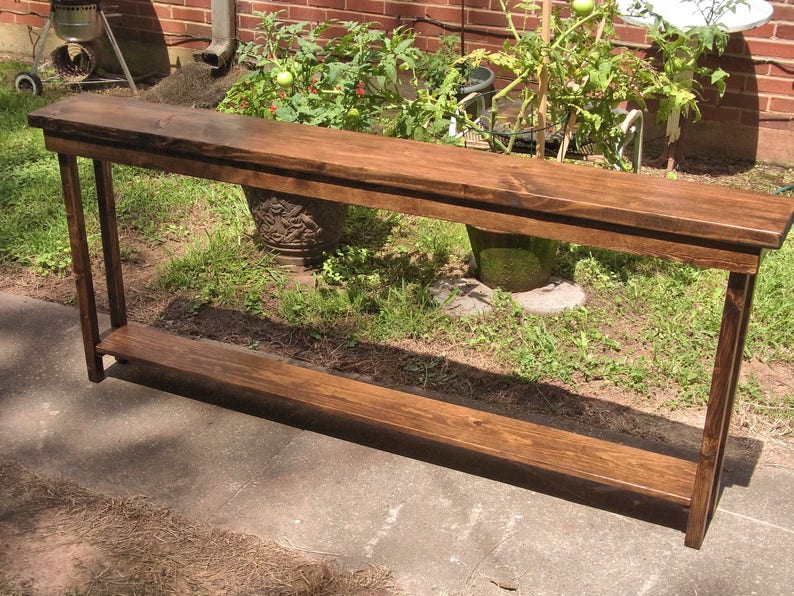 72 Inch Rustic Console Table Extra Narrow Sofa Table Entryway Etsy