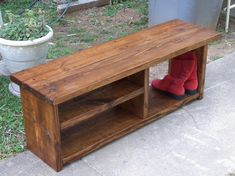 46 Inch Boot Cubby Rustic Bench Shoe Bench Entryway Hallway Etsy