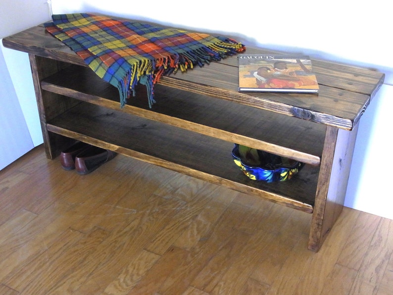 46 Inch Long Tall Rustic Bench Entryway Hallway Mudroom Storage Bench Shoe Bench