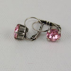 Pink Topaz Earrings, Cup Set Earrings, Light Rose Crystals, Crystal Earrings, Pink Earrings, October Birthstone, Pale Pink CrystalEarrings image 4