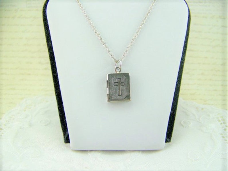 Bible Locket First Communion Necklace Cross Locket | Etsy