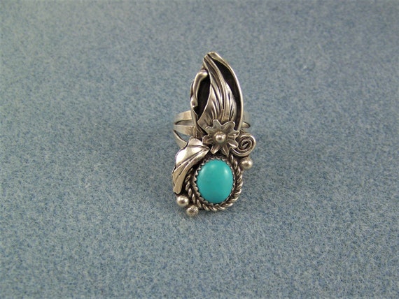 Vintage Turquoise ring, Sterling turquoise ring, … - image 1