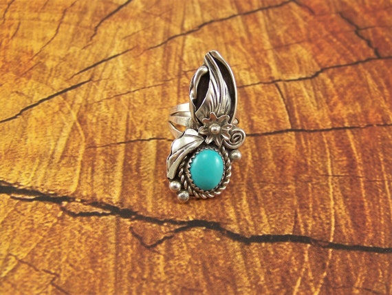 Vintage Turquoise ring, Sterling turquoise ring, … - image 5