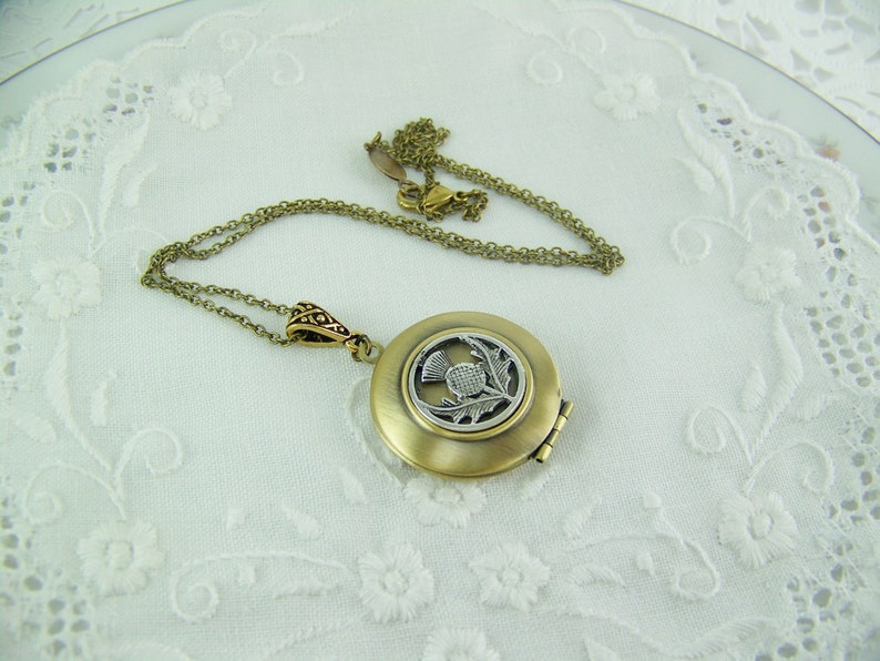 Thistle Necklace Irish Locket Thistle Locket Scottish Thistle Locket Celtic Locket Scottish Necklace Thistle Flower Thistle