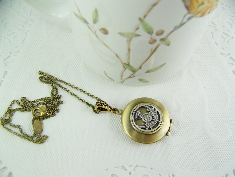 Thistle Necklace Irish Locket Thistle Locket Scottish Thistle Locket Celtic Locket Scottish Necklace Thistle Flower Thistle