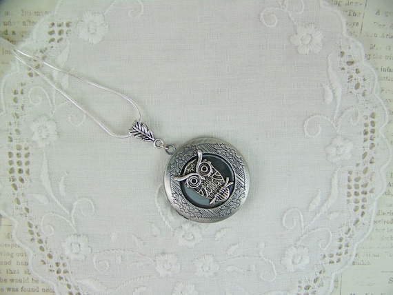 Owl Locket Silver Owl Keepsake Locket Picture Locket Woodland Locket Bird Locket Owl on a Branch Hoot Owl Great Horned Owl Etsy Australia