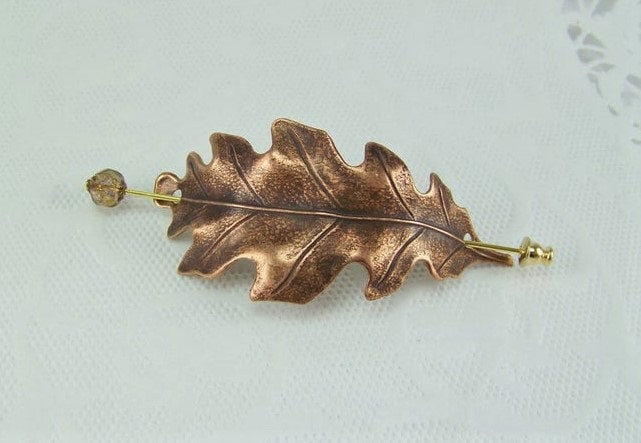 Oak Leaf Shawl Pin, Copper Oak Leaf, Shawl Pin, Oak Leaf Pin, Sweater…