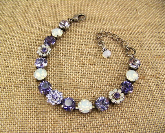 Tanzanite Bracelet 8mm Tennis Bracelet Opal Bracelet February Birthstone Crystal Opal Flowers Austrian Crystal Bracelet Flower Bracelet Etsy