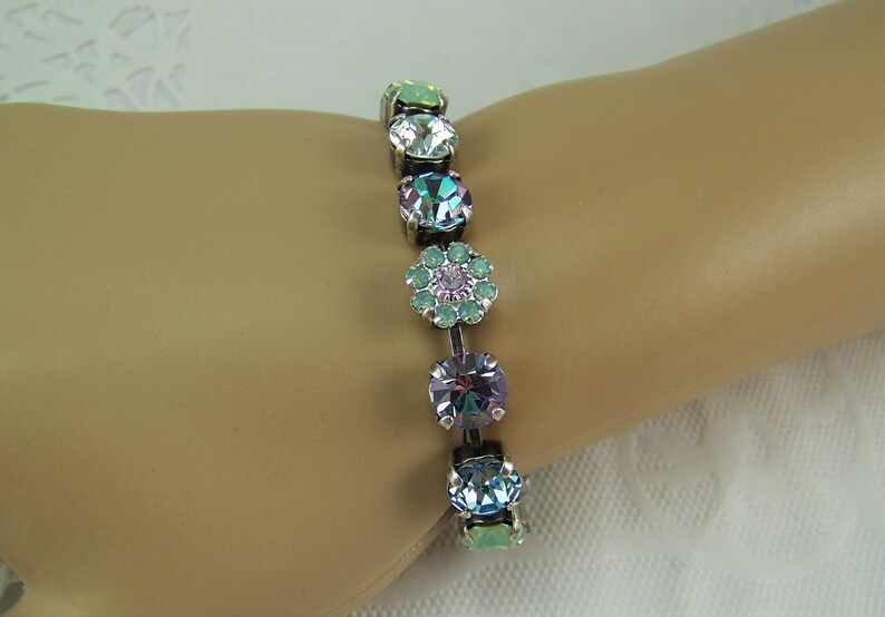 Garden Crystal Bracelet, 8mm Tennis Bracelet, Opal Crystal Bracelet, Chaton Bracelet, Crystal Flower Bracelet, Austrian Crystal Bracelet image 7