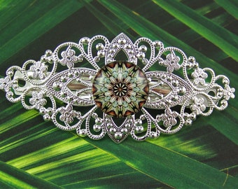 Barrette à cheveux, barrette en filigrane, barrette en argent, barrette à cheveux, barrette à cheveux française, accessoire pour cheveux, barrette à cheveux, médaillon, barrette à cheveux