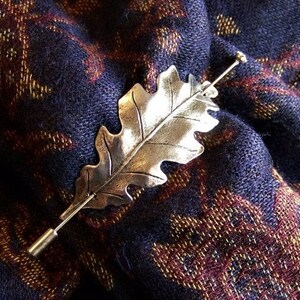 Silver Oak Leaf Pin, Shawl Pin, Scarf Pin, Oak Leaf Pin, Sweater Pin, Oak Leaf Shawl Pin, Leaf Pin, Stick Pin, Silver Leaf, Boutonniere, image 3