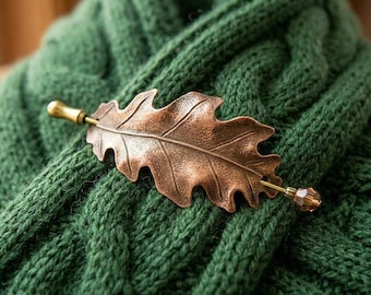 Oak Leaf Shawl Pin, Copper Oak Leaf, Shawl Pin, Oak Leaf Pin, Sweater Pin, Leaf Pin, Leaf Boutonniere, Oak Leaf, Stick Pin, Hat Pin,Oak tree
