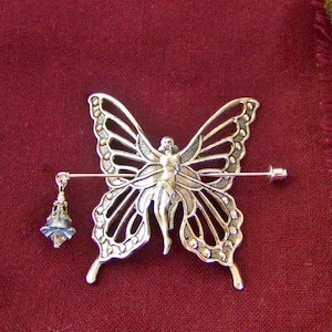 Butterfly pin, Silver fairy pin,Shawl pin, Scarf pin, Sweater pin, Winged fairy pin, Fairy shawl pin, Silver butterfly pin, Butterfly fairy
