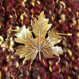 Shawl Pin, Scarf Pin, Sweater Pin, Maple Leaf Pin, Bronze Maple Leaf Pin, Leaf Pin, Leaf Brooch, Beaded Leaf Pin, Maple Leaf, Leaf Shawl Pin image 3