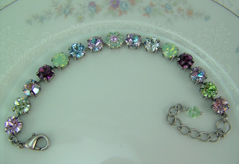 Garden Crystal Bracelet, 8mm Tennis Bracelet, Opal Crystal Bracelet, Chaton Bracelet, Crystal Flower Bracelet, Austrian Crystal Bracelet image 6