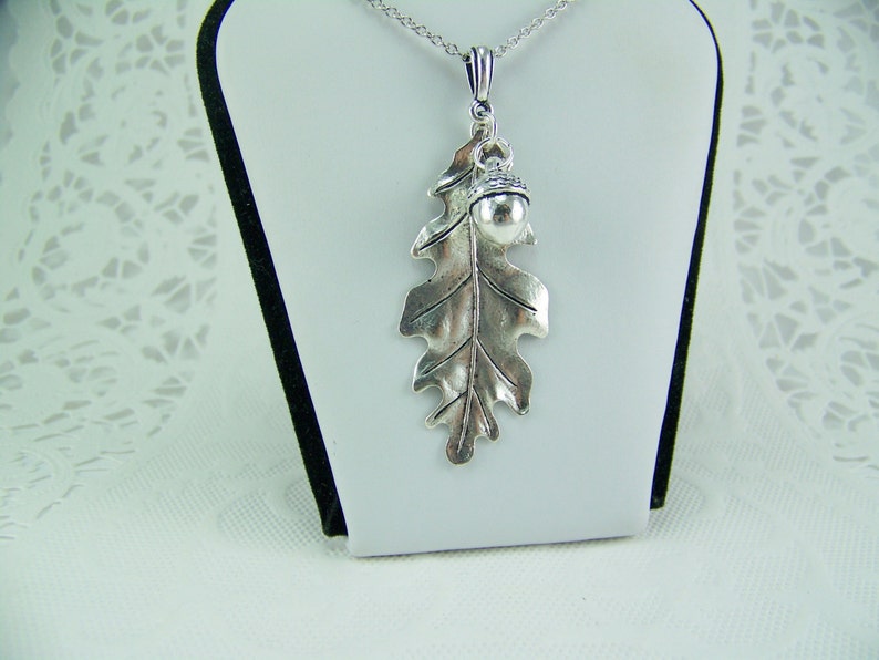 Oak Leaf Necklace, Acorn Necklace, Acorn and Oak Leaf Necklace, Silver Leaf Necklace, Silver Acorn Necklace, Good Luck Necklace, Acorn Leaf image 6