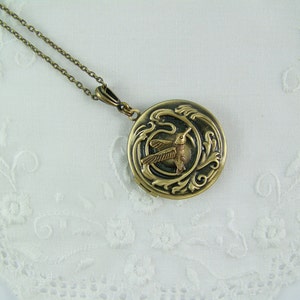 Hummingbird Locket, Embossed Locket, Gold Locket, Bird Locket ...