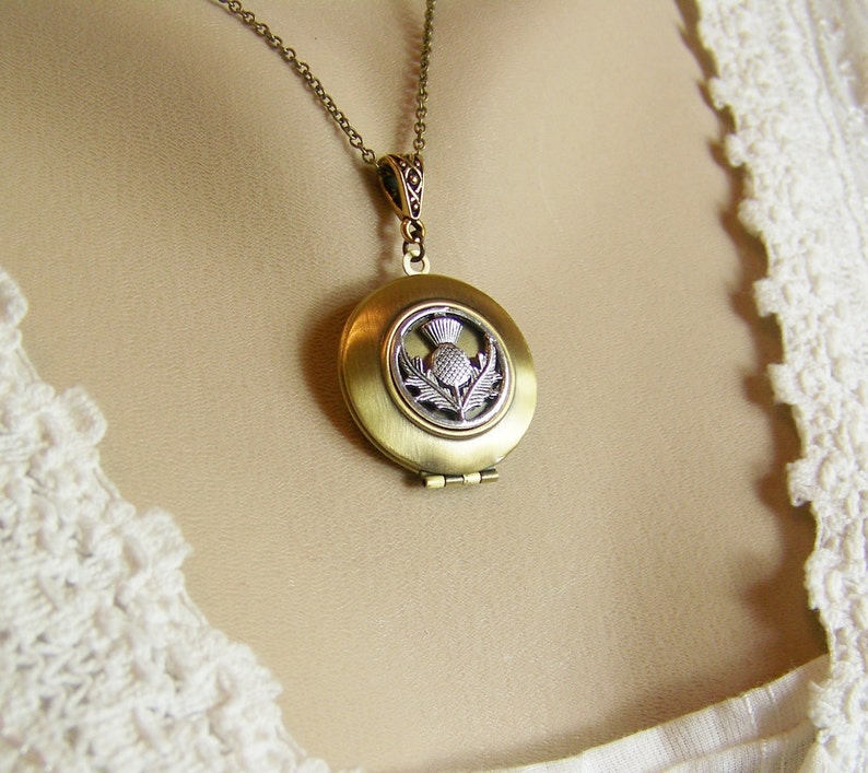 Thistle Necklace Irish Locket Thistle Locket Scottish Thistle Locket Celtic Locket Scottish Necklace Thistle Flower Thistle