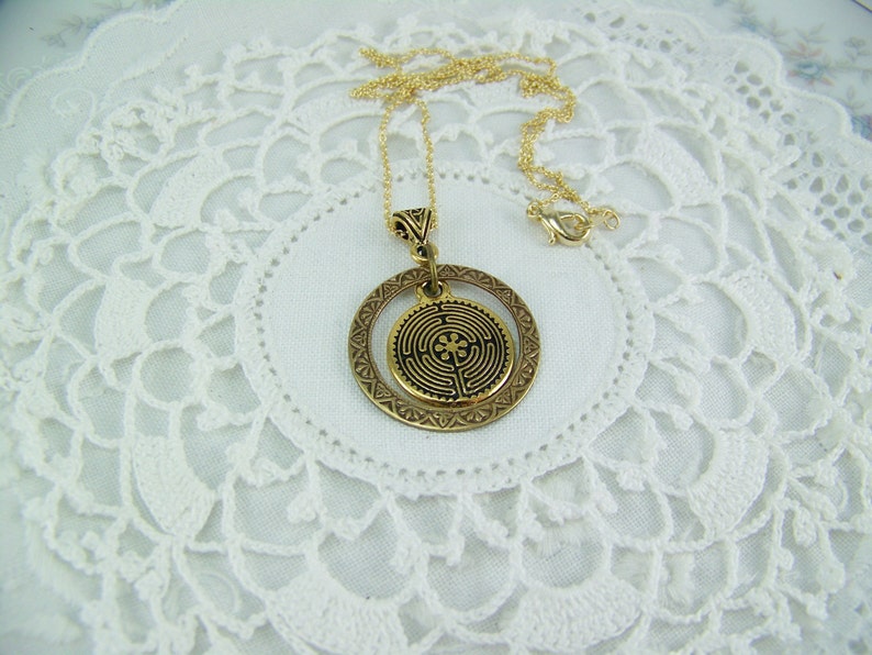 Labyrinth Necklace Circle of Life Necklace Ancient Necklace Etsy