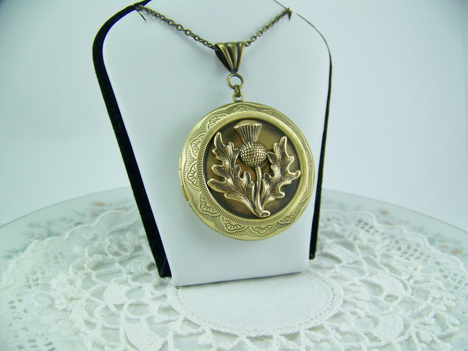 Thistle Locket Keepsake Locket Celtic Thistle Scottish Etsy