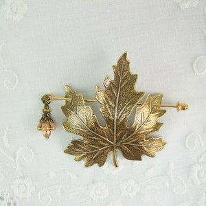 Shawl Pin, Scarf Pin, Sweater Pin, Maple Leaf Pin, Bronze Maple Leaf Pin, Leaf Pin, Leaf Brooch, Beaded Leaf Pin, Maple Leaf, Leaf Shawl Pin image 5