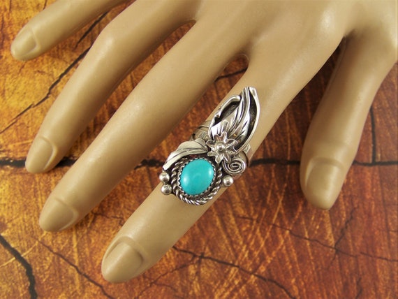 Vintage Turquoise ring, Sterling turquoise ring, … - image 3
