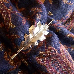 Silver Oak Leaf Pin, Shawl Pin, Scarf Pin, Oak Leaf Pin, Sweater Pin, Oak Leaf Shawl Pin, Leaf Pin, Stick Pin, Silver Leaf, Boutonniere, image 5