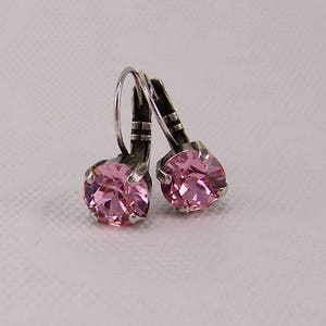 Pink Topaz Earrings, Cup Set Earrings, Light Rose Crystals, Crystal Earrings, Pink Earrings, October Birthstone, Pale Pink CrystalEarrings image 2