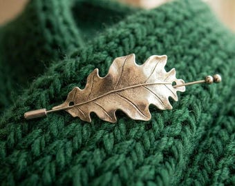 Silver Oak Leaf Pin, Shawl Pin, Scarf Pin, Oak Leaf Pin, Sweater Pin, Oak Leaf Shawl Pin, Leaf Pin, Stick Pin, Silver Leaf, Boutonniere,