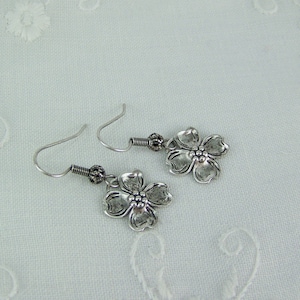 Dogwood Flower Earrings, Silver Dogwood Flower, Silver Flower Earrings ...
