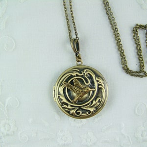 Hummingbird Locket, Embossed Locket, Gold Locket, Bird Locket, Hummingbird, Nature Locket, Photo Locket, Hummingbird Necklace, Keepsake