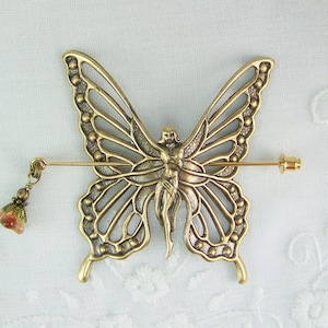Butterfly pin, Shawl pin, Scarf pin, Sweater Pin, Butterfly fairy pin, Fairy Pin, Gold fairy pin, Golden fairy, Butterfly, Golden Butterfly