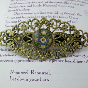 Hair Barrette, Filigree Hair Barrette, Bronze Barrette, Medallion Barrette, Hair Clasp, French Hair Clip, Hair Accessory, Bronze Filigree