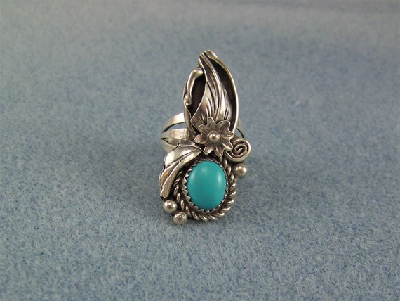 Vintage Turquoise ring, Sterling turquoise ring, … - image 2