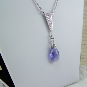 Tanzanite Necklace, Lavender Teardrop Necklace, Tanzanite Faceted Briolette, Tanzanite Crystal Necklace, February Birthstone, Purple Crystal