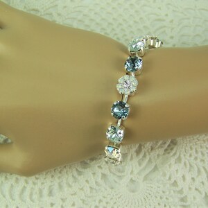 Denim Blue Crystal Bracelet, 8mm Tennis Bracelet, Flower Bracelet, Denim Crystal Bracelet, Crystal Opal Flowers, Austrian Crystal Bracelet image 2