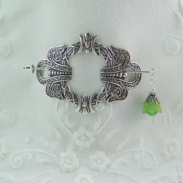 Shawl Pin, Scarf Pin, Sweater Pin, Celtic Pin, Large Shawl Pin, Flower Stick Pin, Silver Filigree Scarf Pin, Silver Pin, Pin