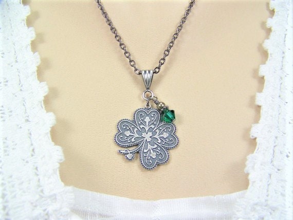 Shamrock Necklace Four Leaf Clover Good Luck Necklace | Etsy