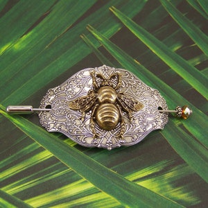 Honeybee Shawl Pin, Scarf Pin, Sweater Pin, Honeybee Pin, Bronze Bee, Bee Stick Pin, Bee Boutonniere, Hair Glide, Golden Honeybee, Bee Pin